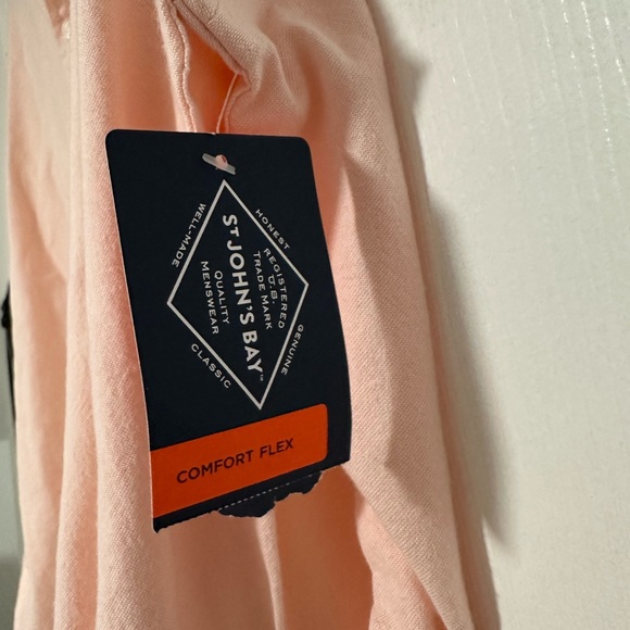 NWT Men’s St John’s Bay Comfort Flex Light Pink Buttown Up Shirt Top Size L - Picture 3 of 5